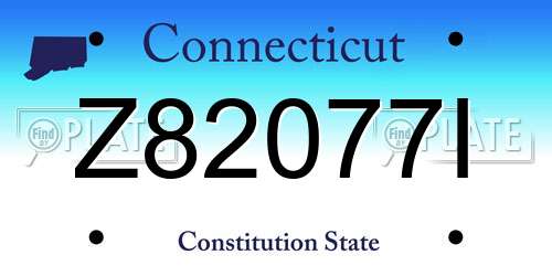 Z82077I Connecticut License Plate