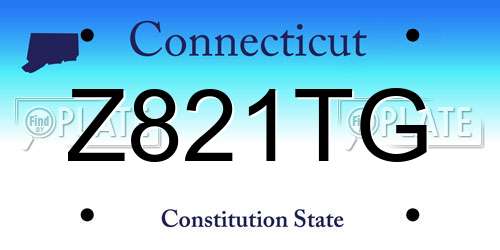 Z821TG Connecticut License Plate