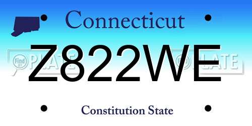 Z822WE Connecticut License Plate