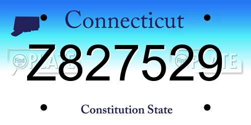 Z827529 Connecticut License Plate