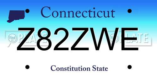 Z82ZWE Connecticut License Plate
