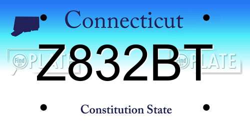 Z832BT Connecticut License Plate