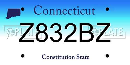 Z832BZ Connecticut License Plate