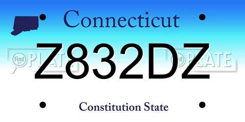 Z832DZ Connecticut License Plate