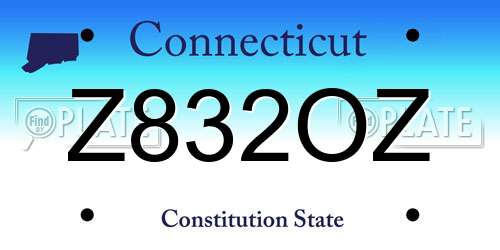 Z832OZ Connecticut License Plate