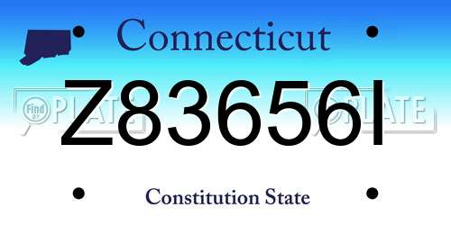 Z83656I Connecticut License Plate
