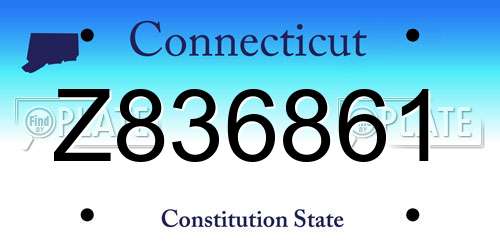 Z836861 Connecticut License Plate
