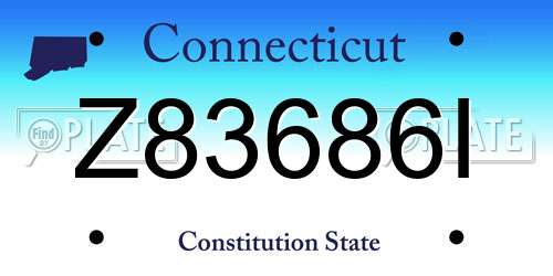 Z83686I Connecticut License Plate