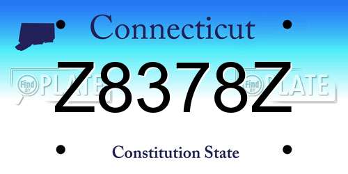 Z8378Z Connecticut License Plate