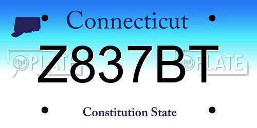 Z837BT Connecticut License Plate