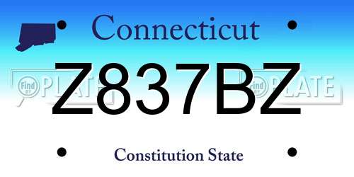 Z837BZ Connecticut License Plate