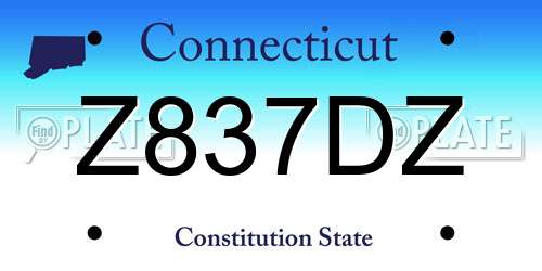 Z837DZ Connecticut License Plate
