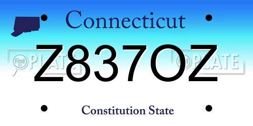 Z837OZ Connecticut License Plate