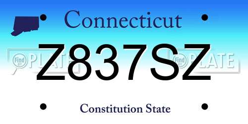 Z837SZ Connecticut License Plate