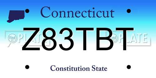 Z83TBT Connecticut License Plate