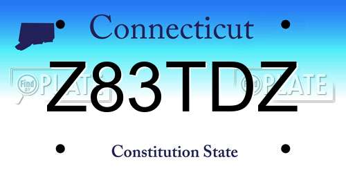 Z83TDZ Connecticut License Plate