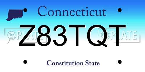 Z83TQT Connecticut License Plate