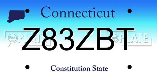 Z83ZBT Connecticut License Plate