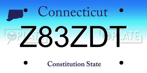Z83ZDT Connecticut License Plate