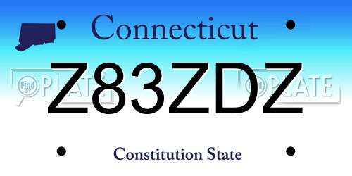 Z83ZDZ Connecticut License Plate