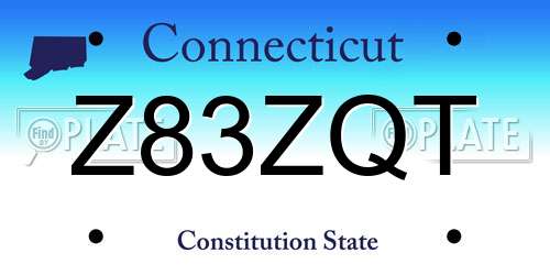 Z83ZQT Connecticut License Plate