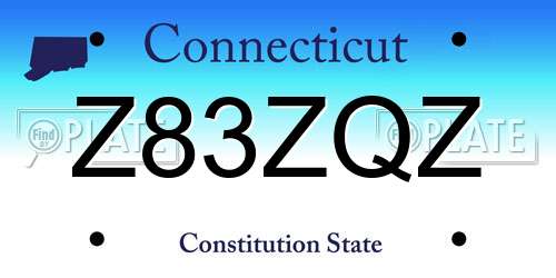 Z83ZQZ Connecticut License Plate