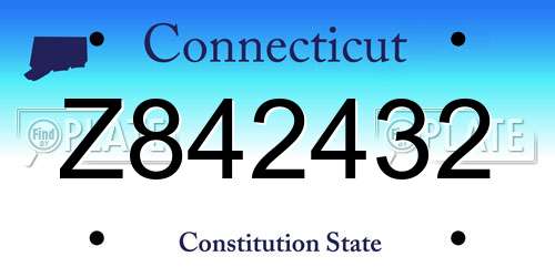 Z842432 Connecticut License Plate