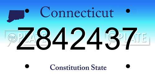 Z842437 Connecticut License Plate