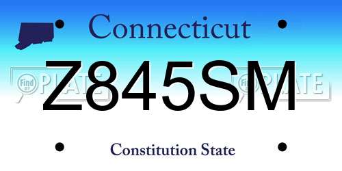 Z845SM Connecticut License Plate