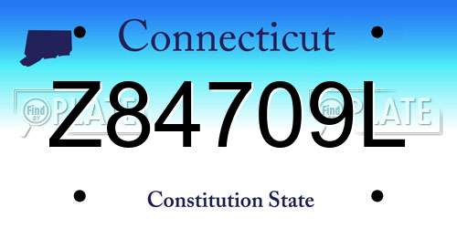 Z84709L Connecticut License Plate