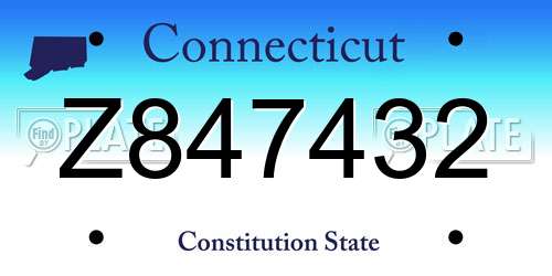 Z847432 Connecticut License Plate
