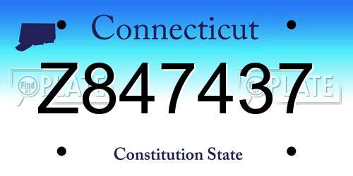 Z847437 Connecticut License Plate