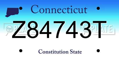 Z84743T Connecticut License Plate