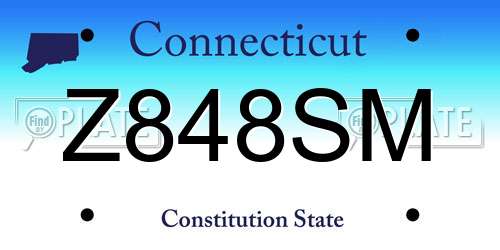 Z848SM Connecticut License Plate