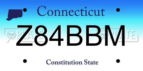 Z84BBM Connecticut License Plate