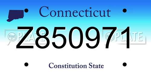Z850971 Connecticut License Plate
