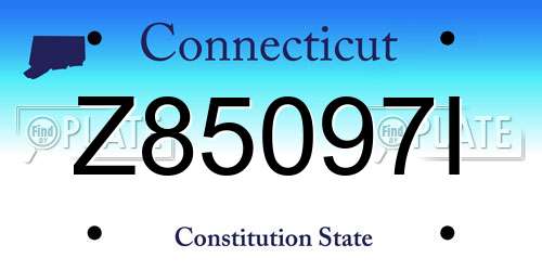 Z85097I Connecticut License Plate