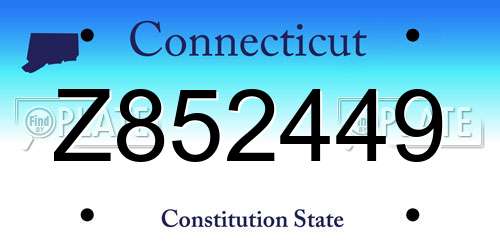 Z852449 Connecticut License Plate