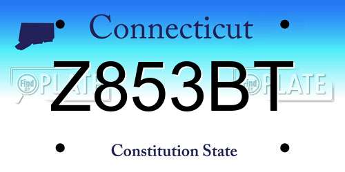 Z853BT Connecticut License Plate