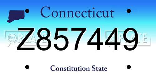Z857449 Connecticut License Plate