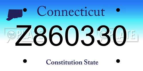 Z860330 Connecticut License Plate