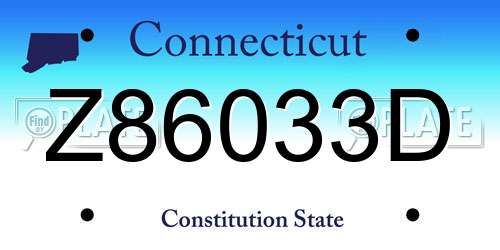Z86033D Connecticut License Plate