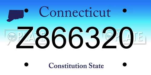Z866320 Connecticut License Plate