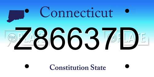 Z86637D Connecticut License Plate