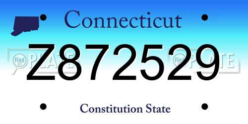 Z872529 Connecticut License Plate