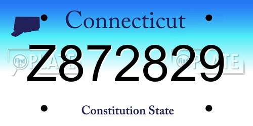 Z872829 Connecticut License Plate
