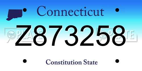 Z873258 Connecticut License Plate