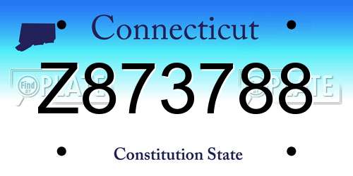 Z873788 Connecticut License Plate