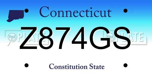 Z874GS Connecticut License Plate