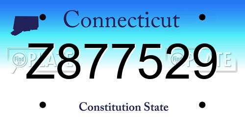 Z877529 Connecticut License Plate